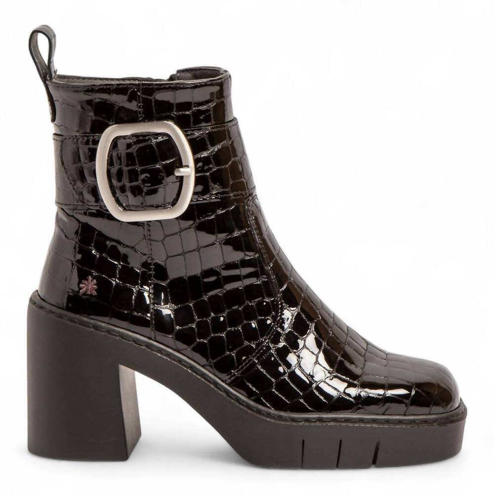 NEW THE ART COMPANY women's 1979 heeled boot in black patent croc